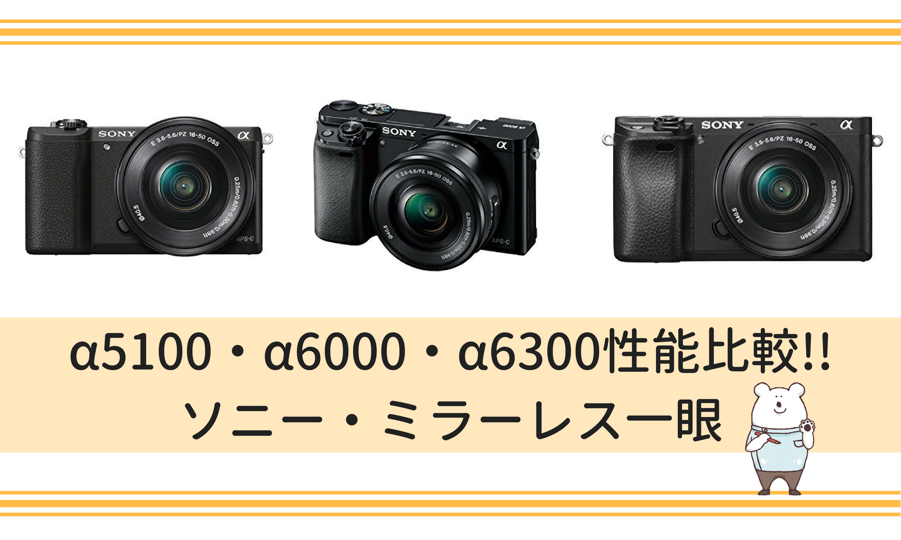 おすすめはコレだ A5100 A6000 A6300性能比較 業界最小 最軽量のミラーレスカメラ しろくまライフ